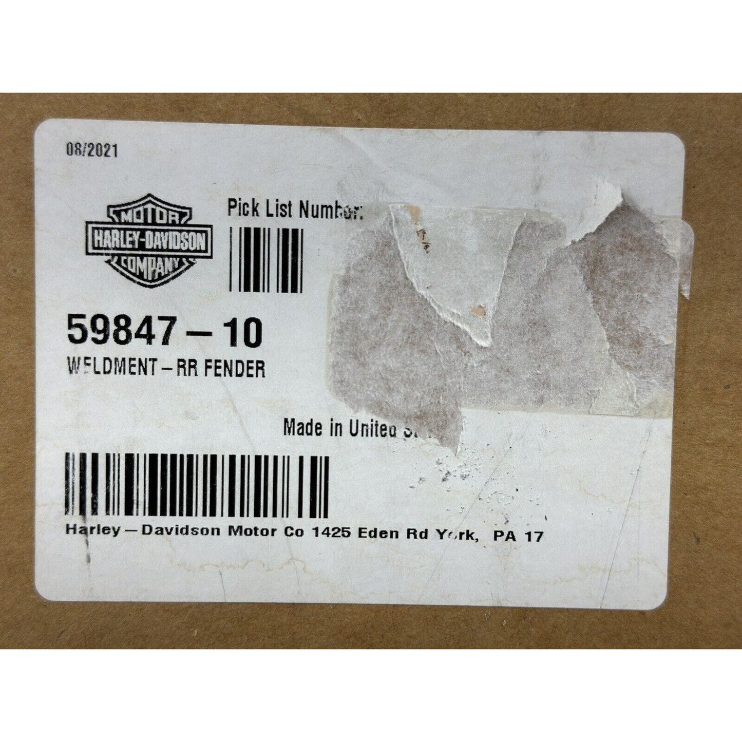 NEW OEM Harley Rear Fender Industrial Grey Denim 2010-2022 Sportster 59500240
