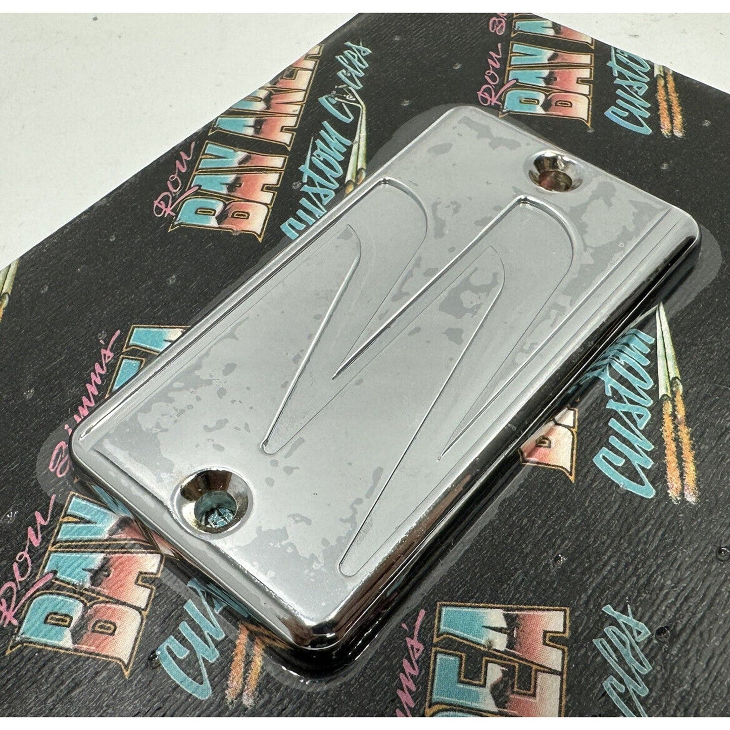 RON SIMMS BACC CHROME SCALLOP FRONT BRAKE MASTER RESERVOIR COVER HARLEY CUSTOM