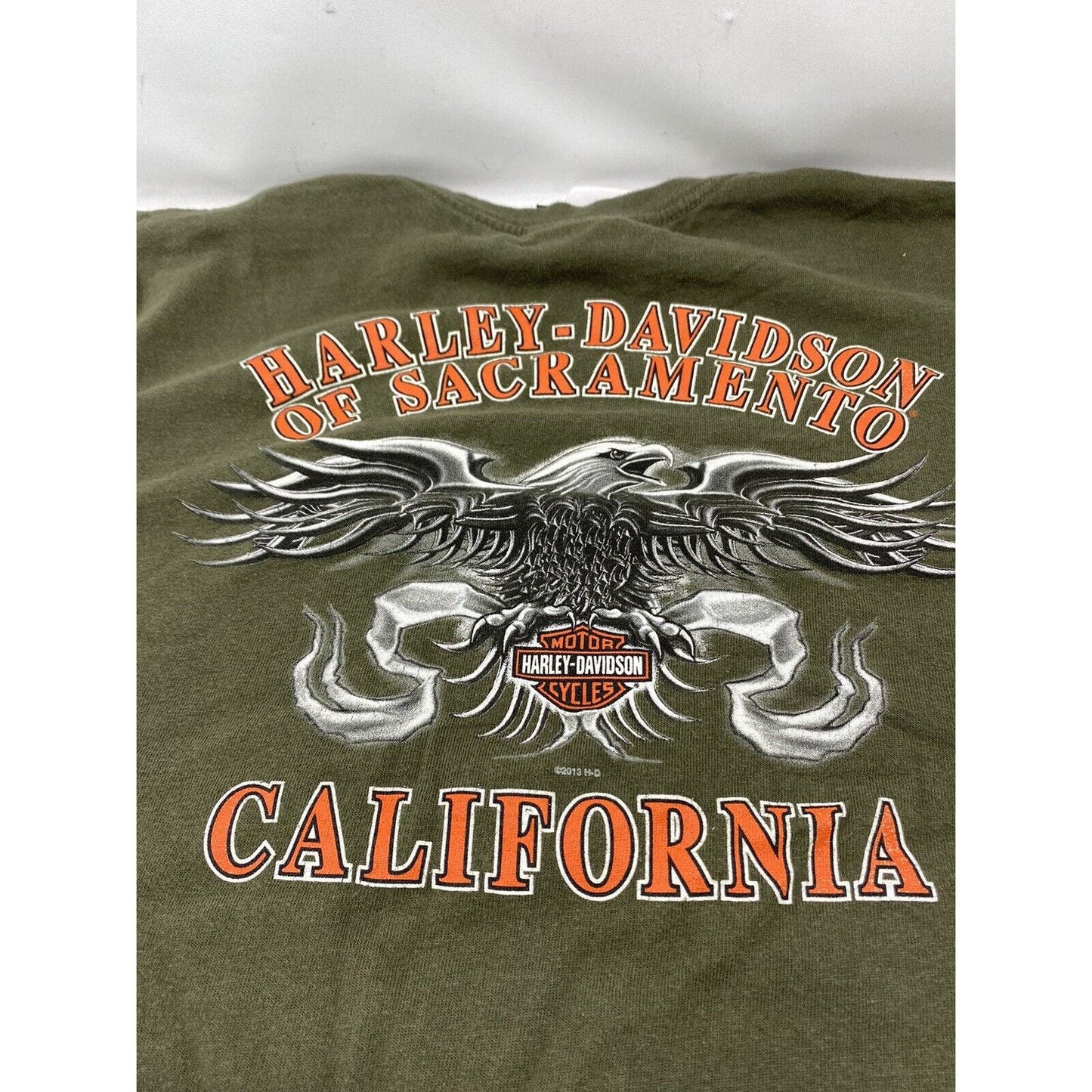 Harley Men’s Shirt Extra Large Sacramento T-shirt Army Green Flathead