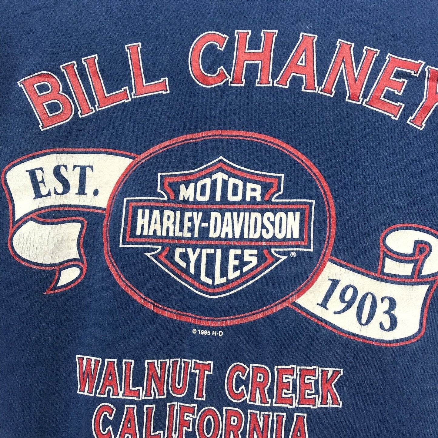 Vintage Harley Davidson Mens T Shirt Large 1995 90s Red White & Blue Bill Chaney