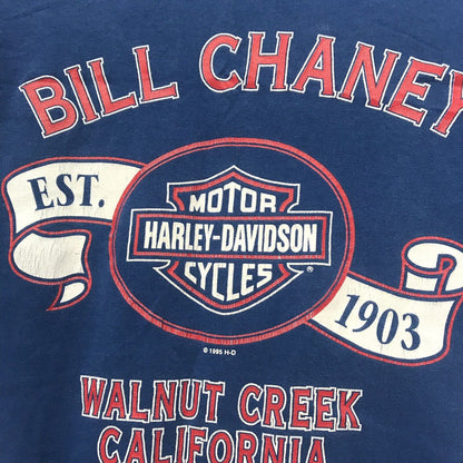 Vintage Harley Davidson Mens T Shirt Large 1995 90s Red White & Blue Bill Chaney