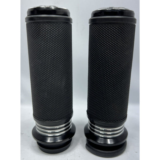 Black Harley-Davidson Softail Touring Dyna Rubber Handlebar Grips Billet Style