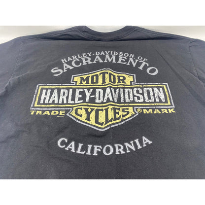 Harley Men’s Shirt Extra Large XL Sacramento Shot Sleeve Shirt Black Red Women