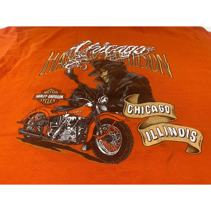 Harley Men’s Shirt Large Chicago T-shirt Orange Oil Classic Pocket T