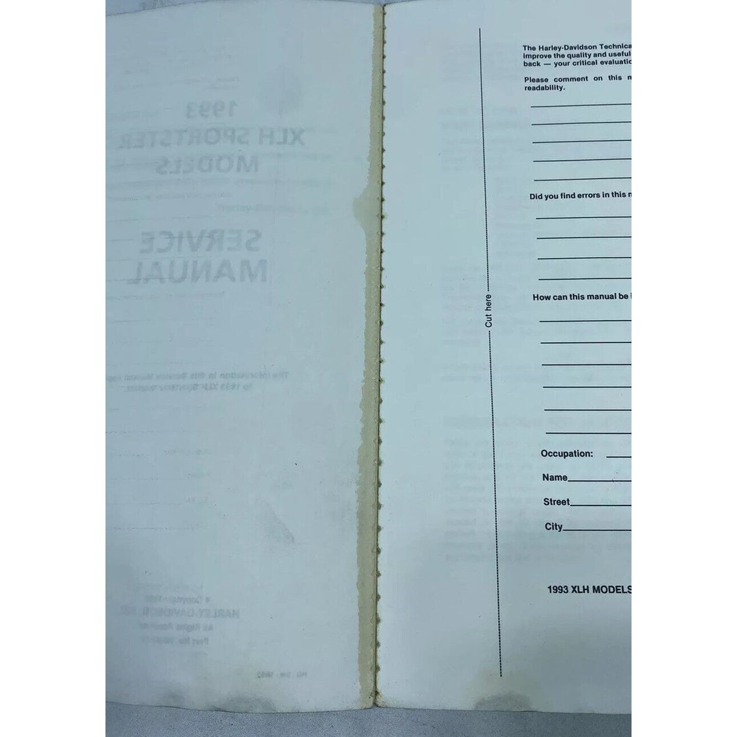 Harley Davidson Sportster XLH Models 1993 Factory Service Manual 99484-93 OEM