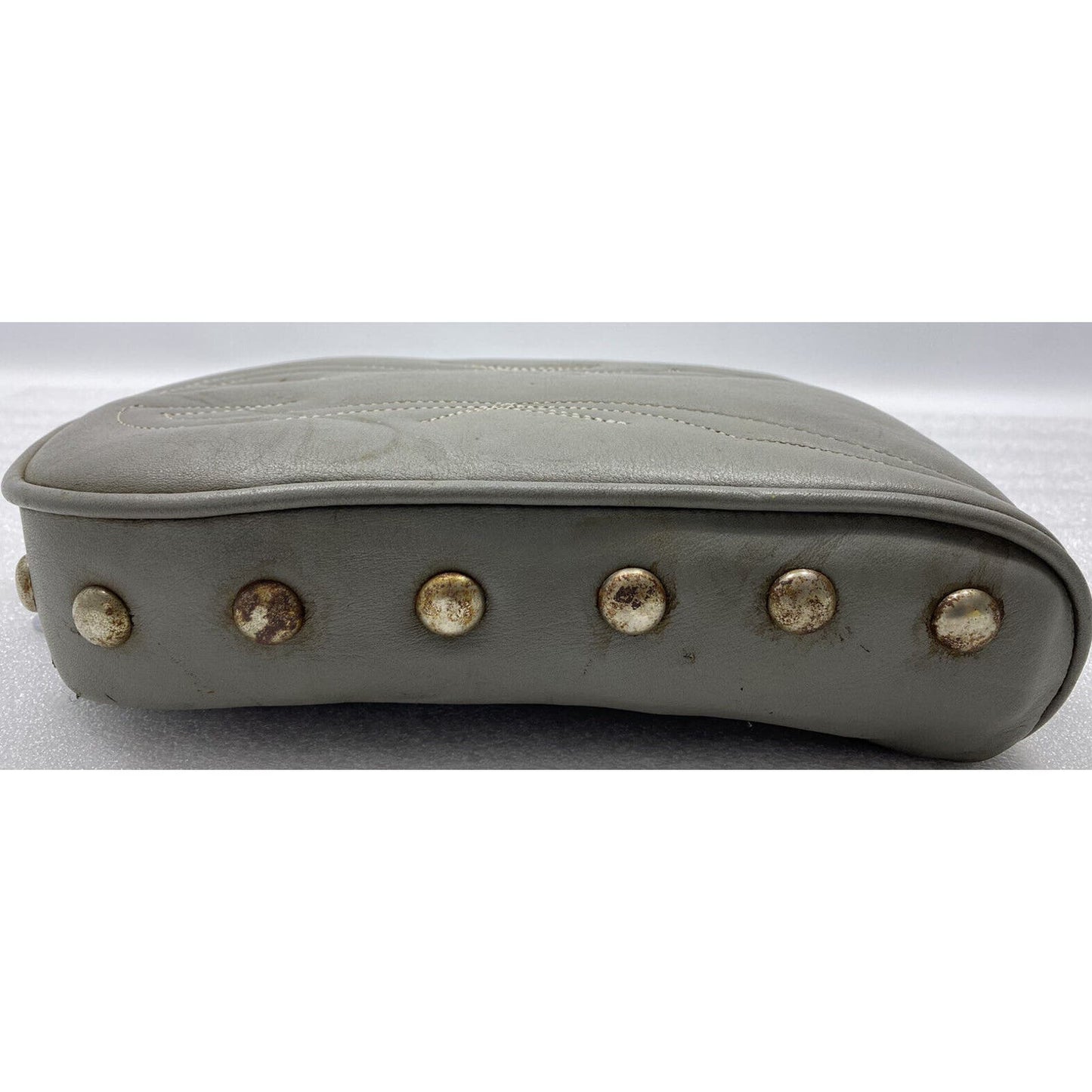 Chopper Stud Passenger Pillion Seat Pad Gray Grey Bobber Harley Backrest