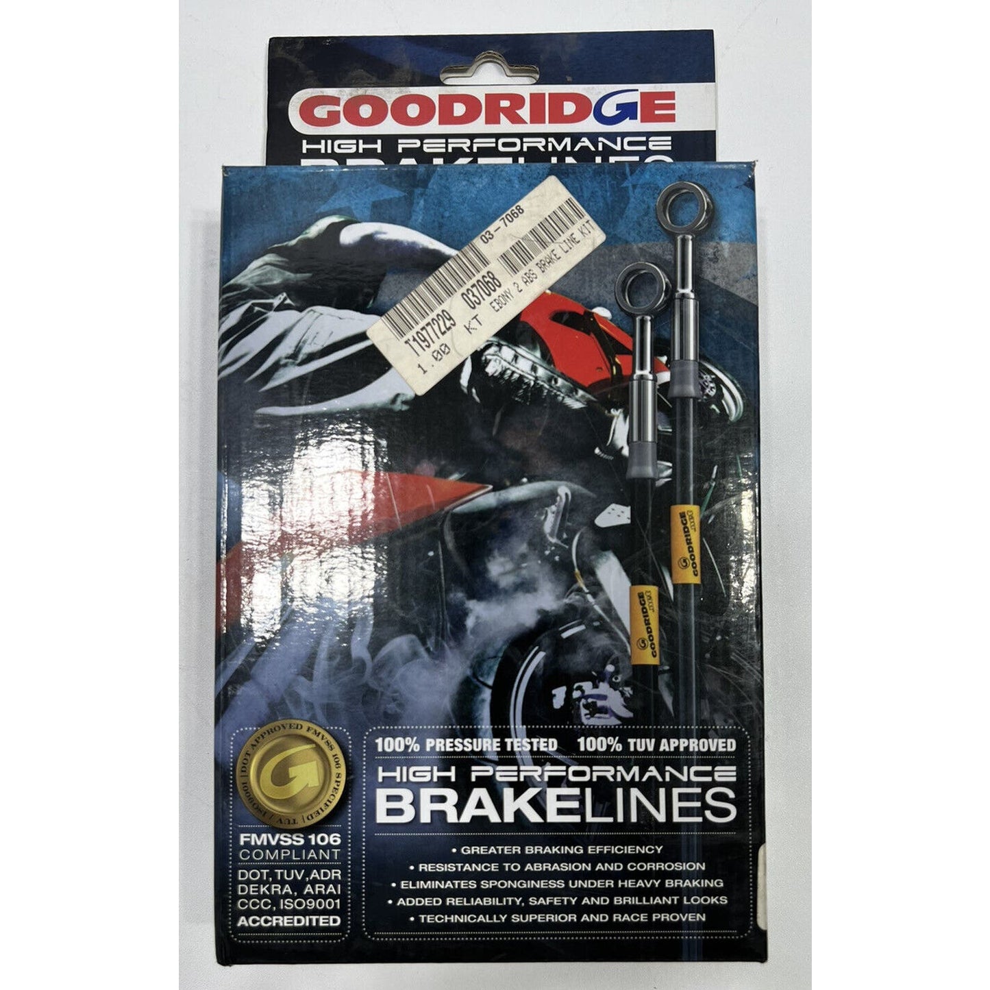 Goodridge Ebony ABS Brake Line Kit 8”+ 03-7068 Harley Softail Fat boy Fatboy