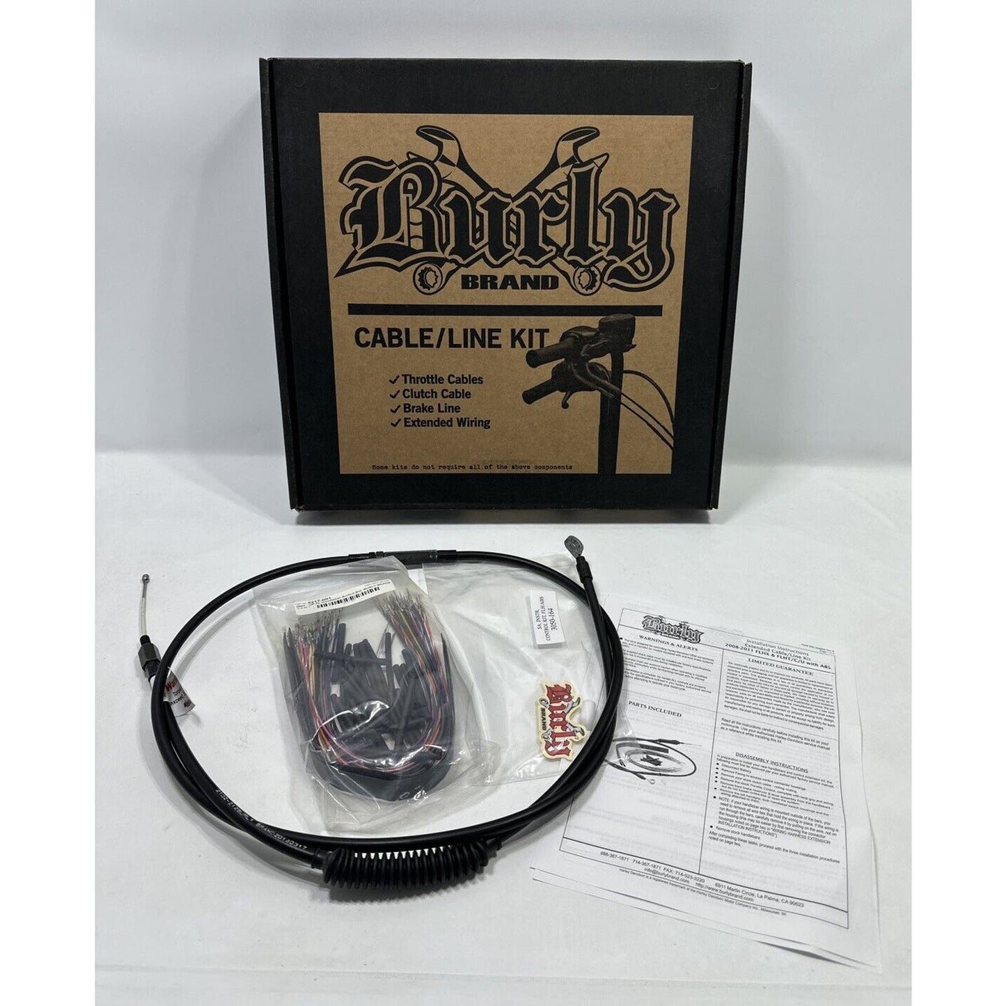 Burly 13” Handlebar Cable Wiring Kit 08-11 Harley FLHX FLHT FLHTC FLHTCU Abs