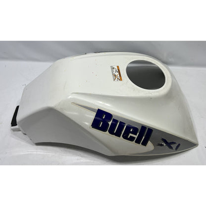 DAMAGED 99-02 BUELL X1 LIGHTNING GAS TANK COVER FUEL WHITE