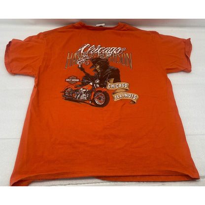 Harley Men’s Shirt Large Chicago T-shirt Orange Oil Classic Pocket T