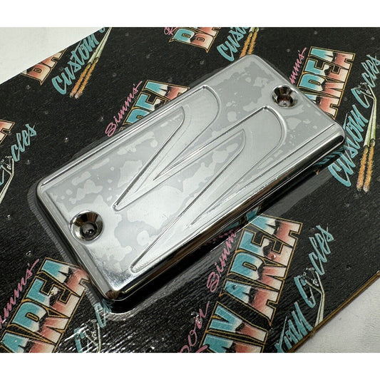 RON SIMMS BACC CHROME SCALLOP FRONT BRAKE MASTER RESERVOIR COVER HARLEY CUSTOM