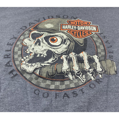 Harley Men’s Shirt Large Sacramento T-shirt Gray Classic Skeleton Army Go Fast