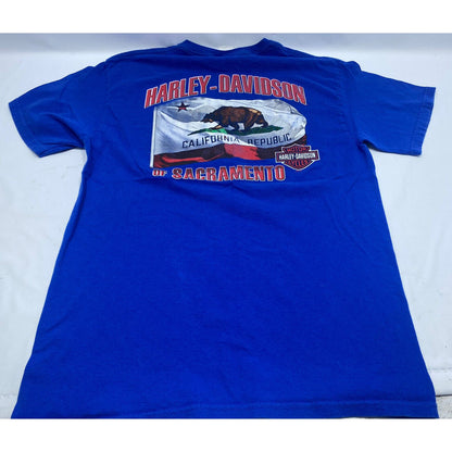 Harley Davidson Mens T Shirt Large Red White & Blue Bill Sacramento Flag