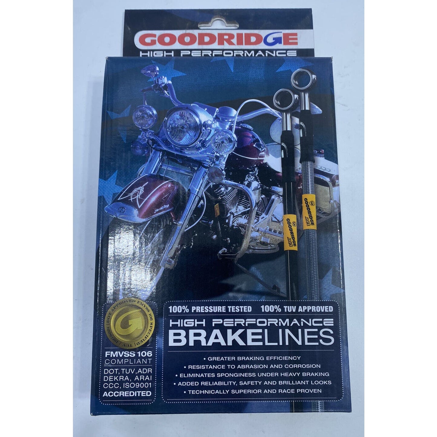 2016 Indian Chieftain Goodridge Steel Braided Brake Line Kit INBL-004BKZ1 84”