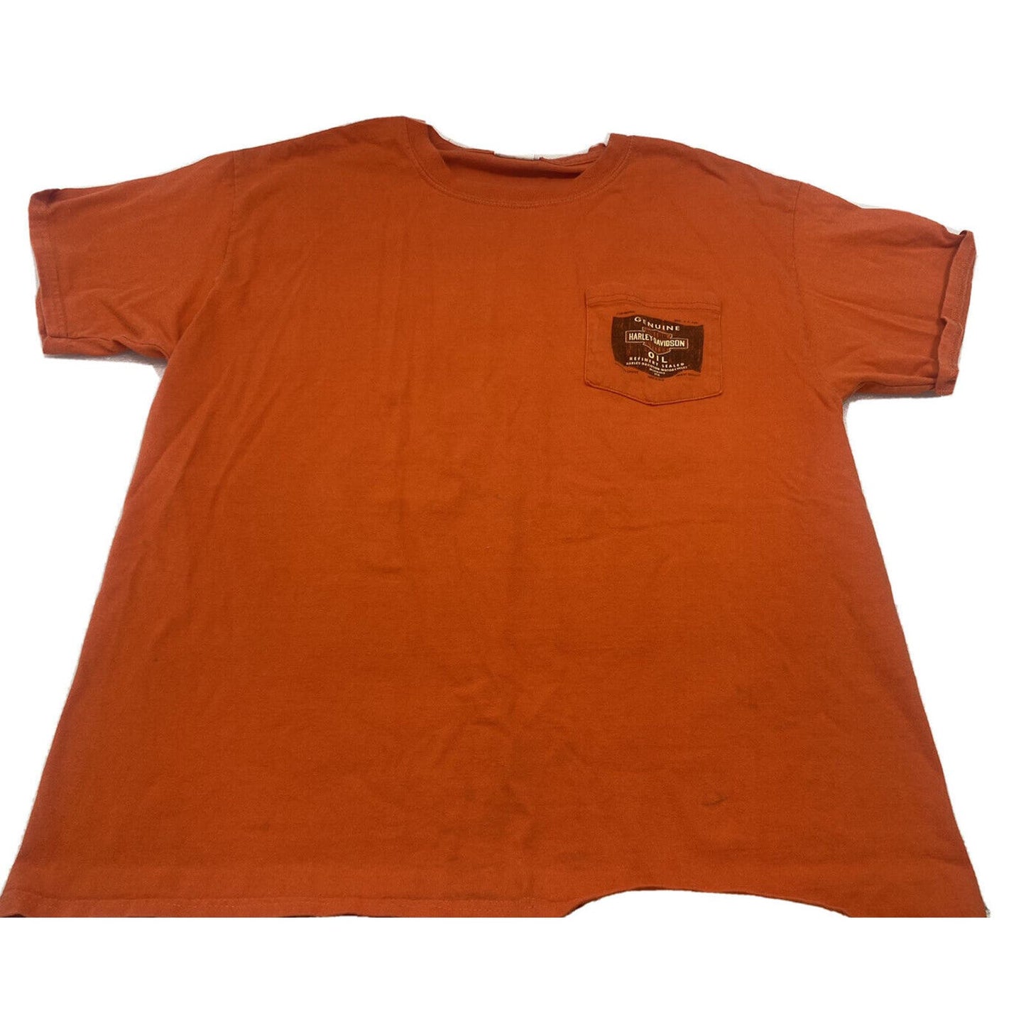 Harley Men’s Shirt Large Chicago T-shirt Orange Oil Classic Pocket T