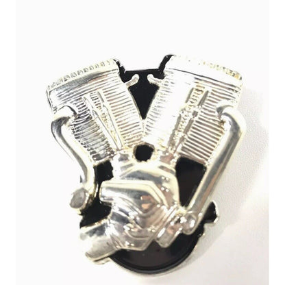 Gilroy Indian Motorcycle Powerplus 100 Engine Motor Lapel Vest Pin Silver Black