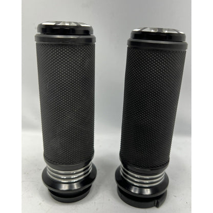 Black Harley-Davidson Softail Touring Dyna Rubber Handlebar Grips Billet Style