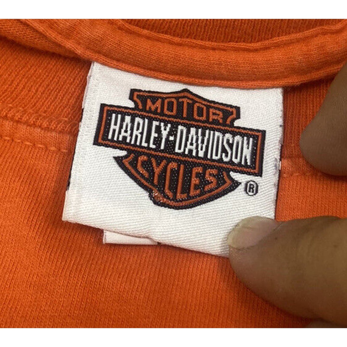 Harley Men’s Shirt Large Chicago T-shirt Orange Oil Classic Pocket T