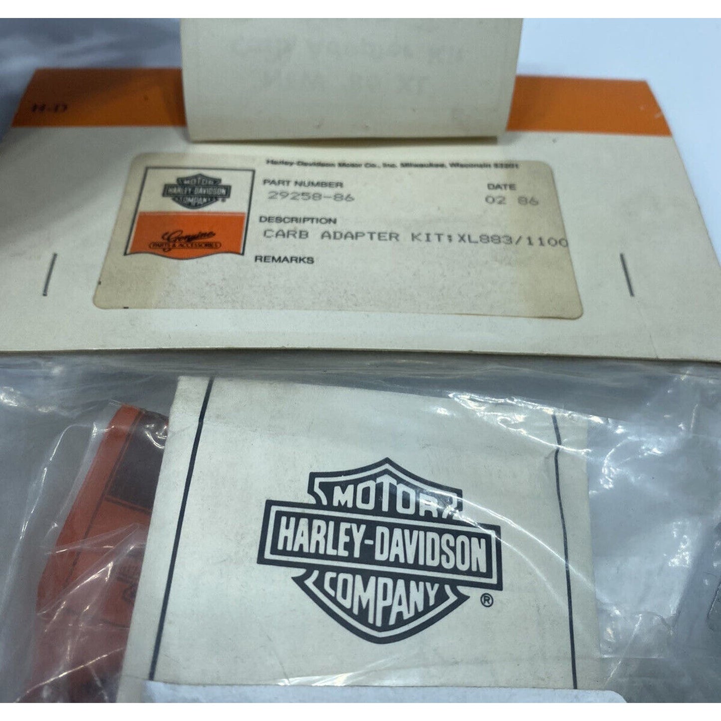 Genuine Harley Davidson Vintage EVO Carburetor Adapter Kit 29258-86 NOS