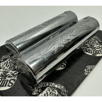 RON SIMMS BACC CHROME BILLET TRIBAL HANDLEBAR GRIPS HARLEY 1” CUSTOM CHOPPER