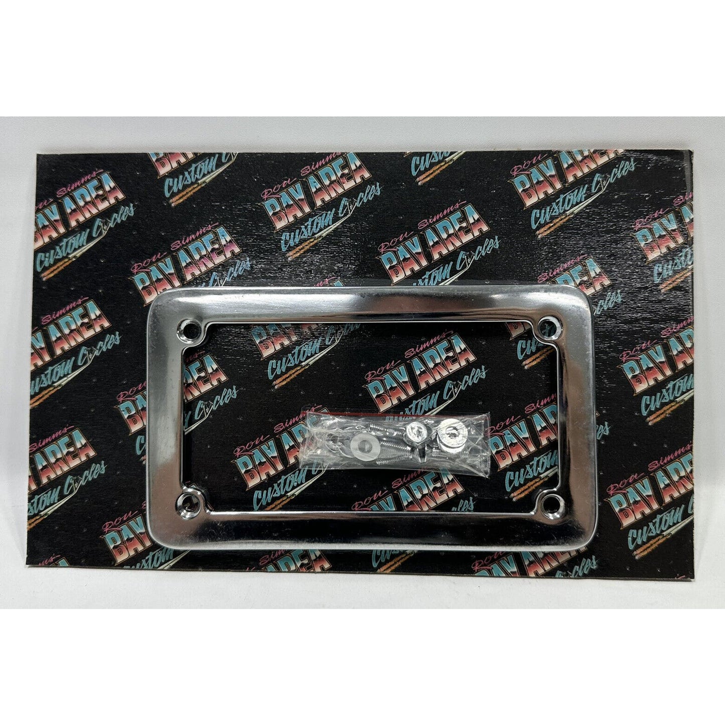 RONS SIMMS BACC BILLET CHROME MOTORCYCLE LICENSE PLATE FRAME HARLEY CUSTOM