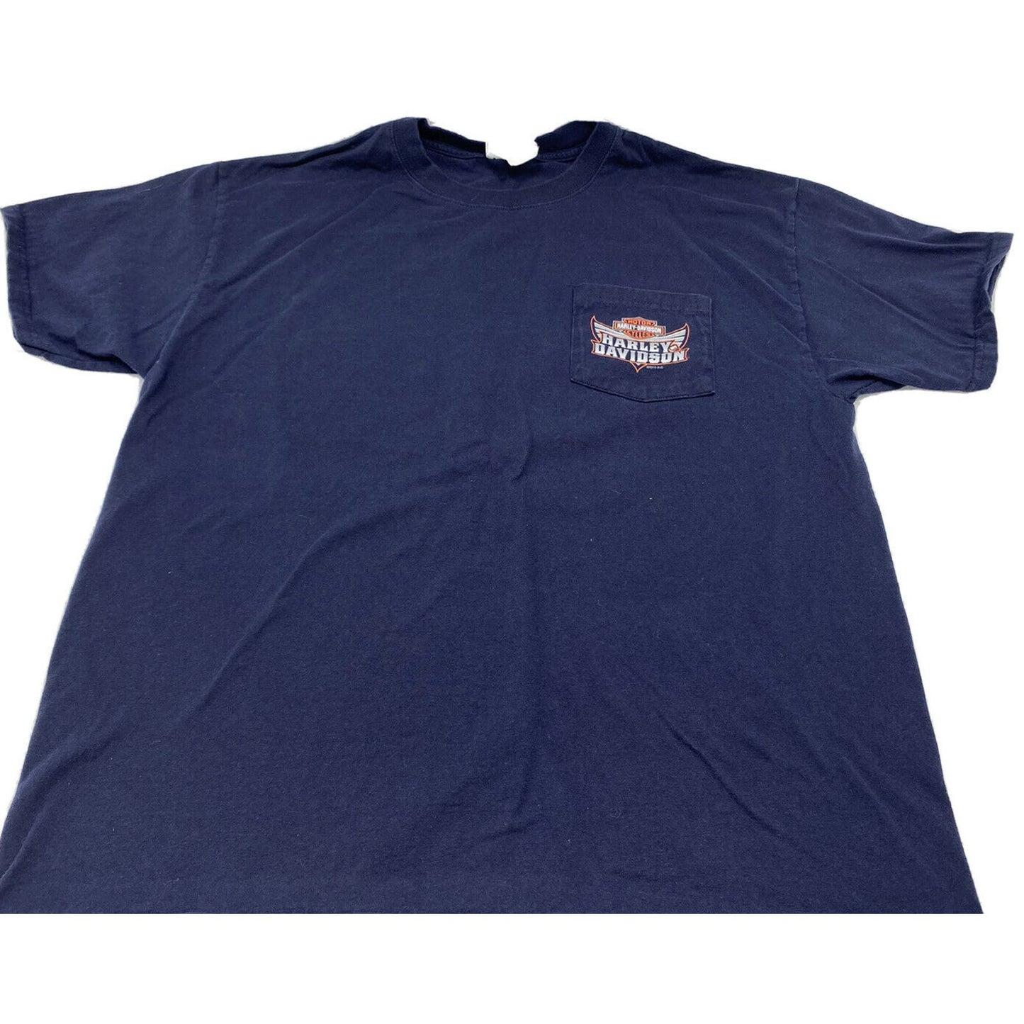 Harley Men’s Shirt Large Sacramento T-shirt Blue Navy Classic Pocket T