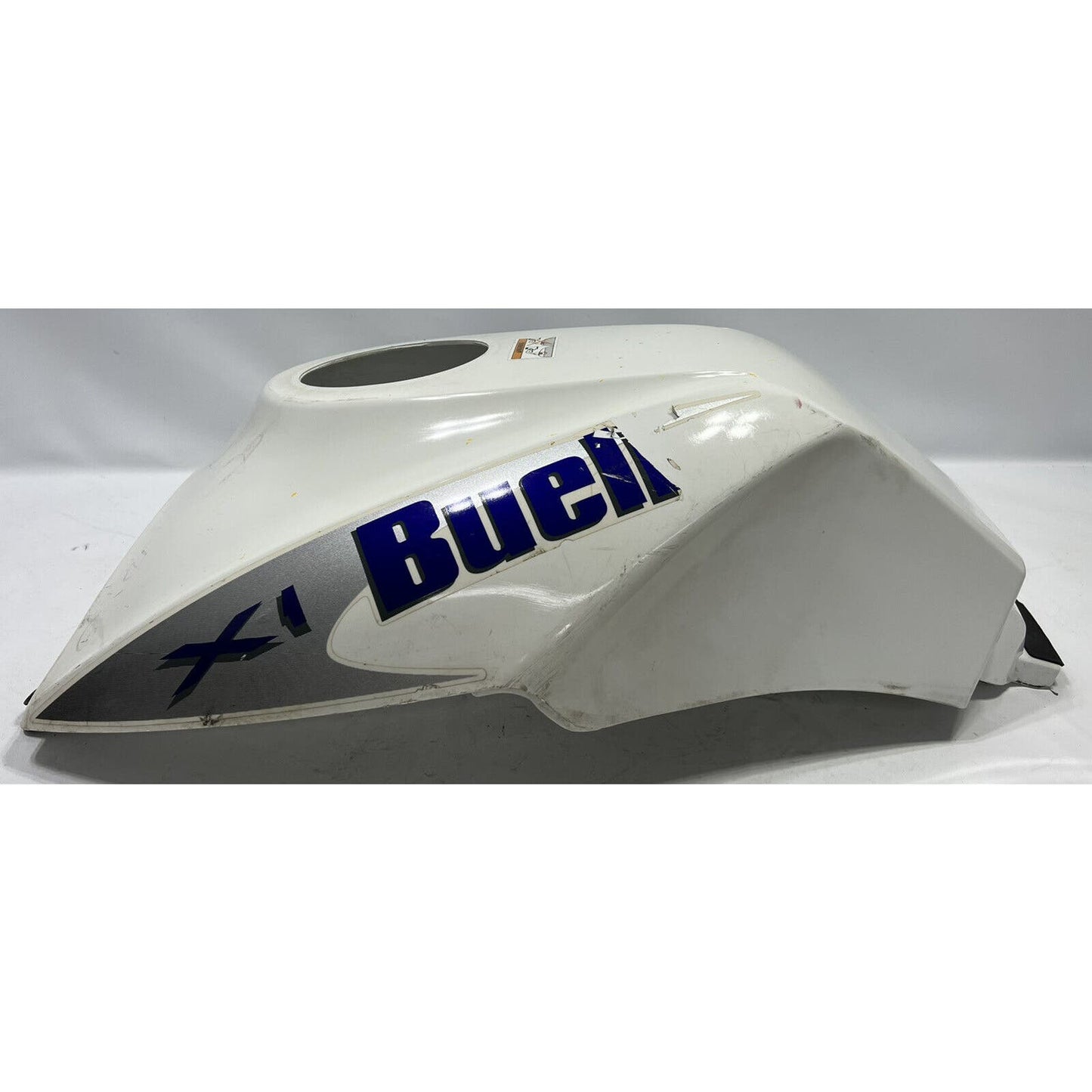 DAMAGED 99-02 BUELL X1 LIGHTNING GAS TANK COVER FUEL WHITE