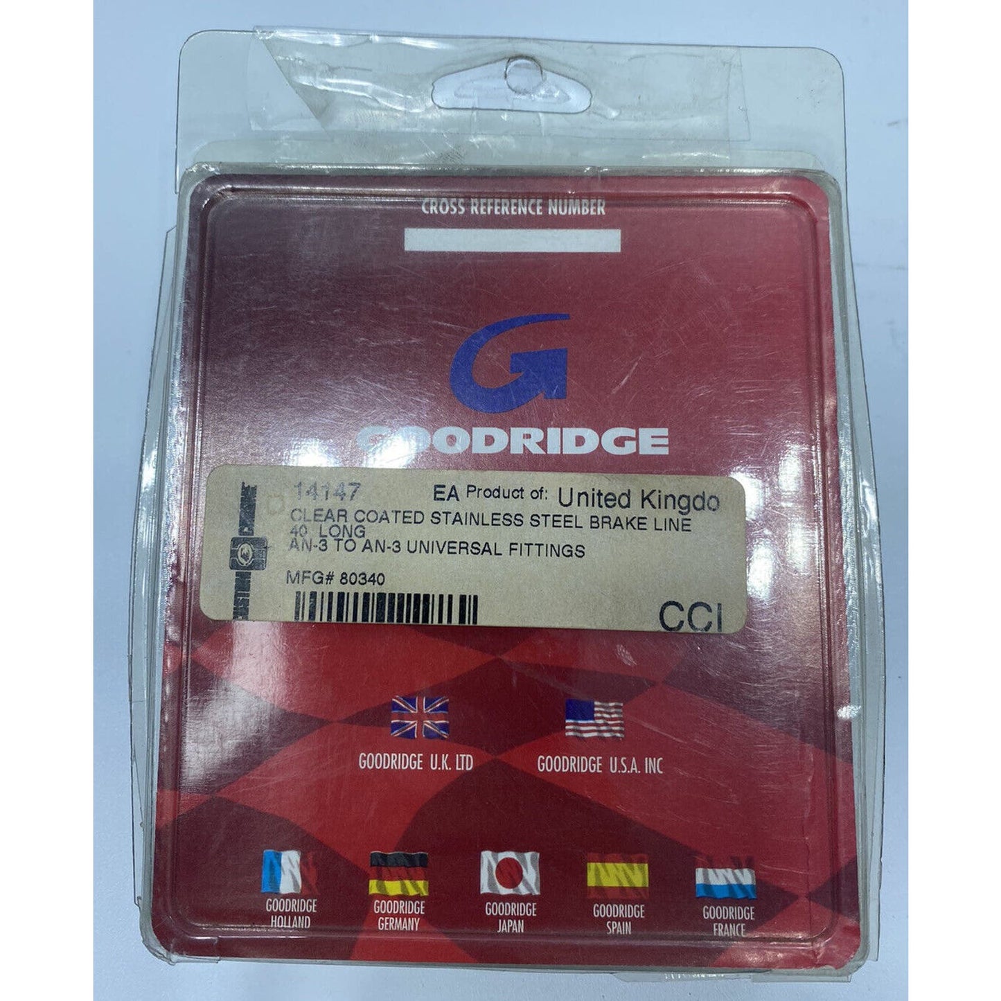 Goodridge 80340 Clear-Coat Braided Brake Line Stainless Steel 40” 14147