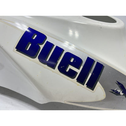 DAMAGED 99-02 BUELL X1 LIGHTNING GAS TANK COVER FUEL WHITE