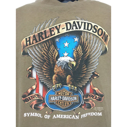 Vintage Harley Davidson 3D T Shirt Tan 🦅 Ft Worth 1991 Laugerman’s HD York PA