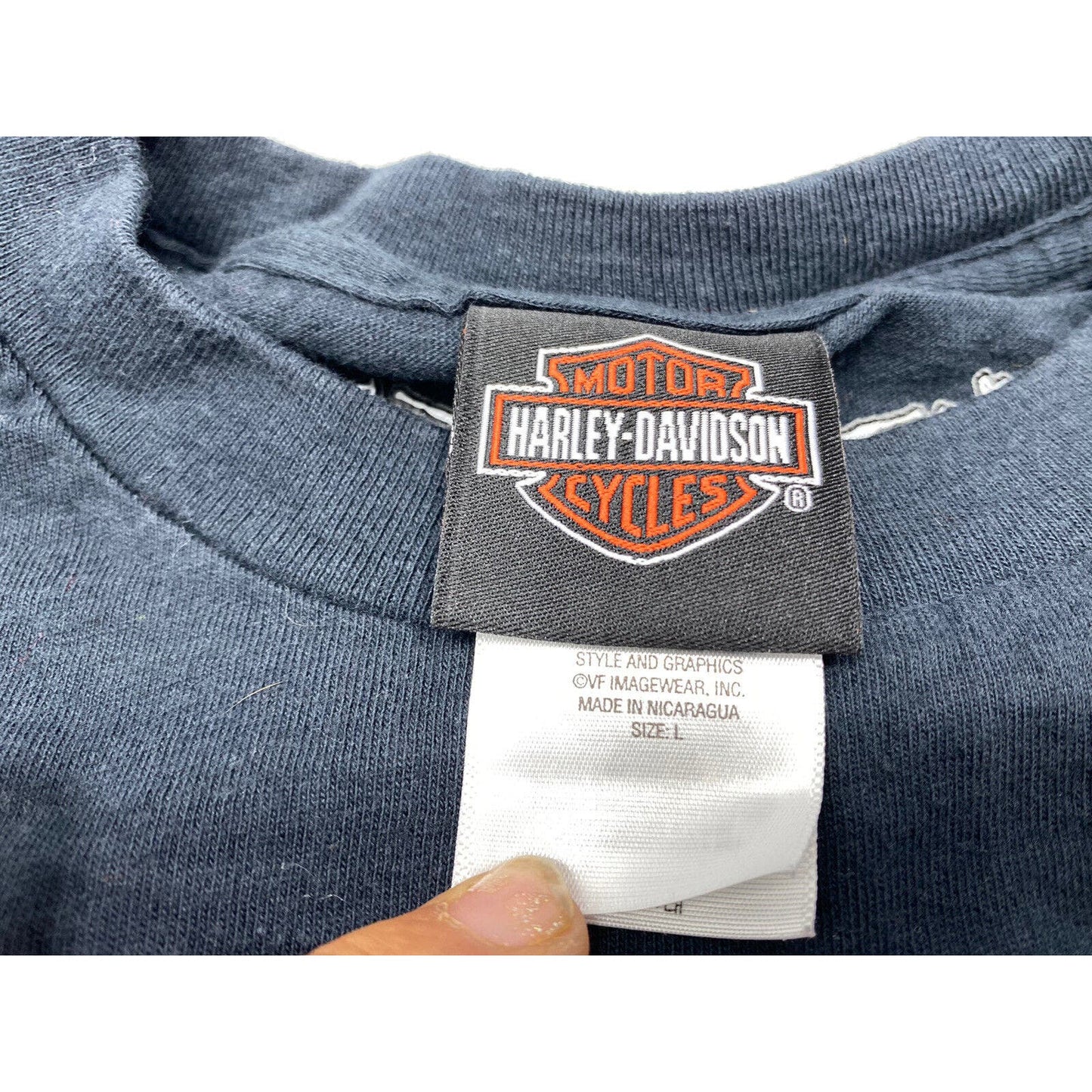 Harley Men’s Shirt Large L Sacramento Short Sleeve Black Legendary Orange Blue