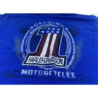 Harley Davidson Mens T Shirt Large Red White & Blue Bill Sacramento Flag