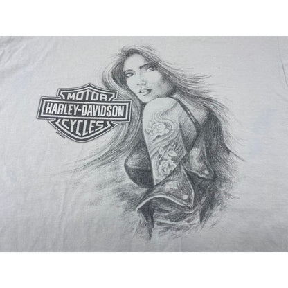 Harley Men’s Shirt Large Sacramento T-shirt Gray Tattoo Woman Graphic