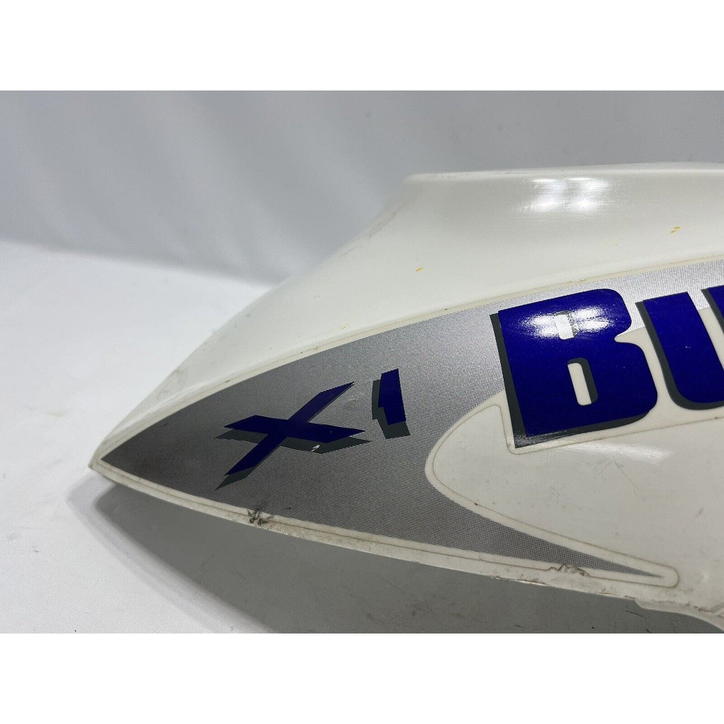 DAMAGED 99-02 BUELL X1 LIGHTNING GAS TANK COVER FUEL WHITE