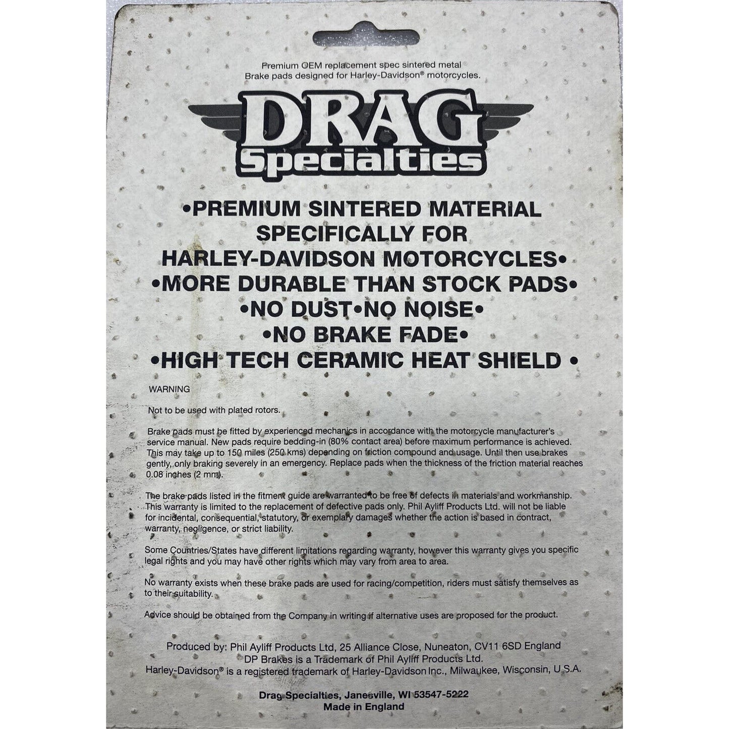 Drag Specialties 1721-2465 Premium Sintered Metal Brake Pads. HDP607