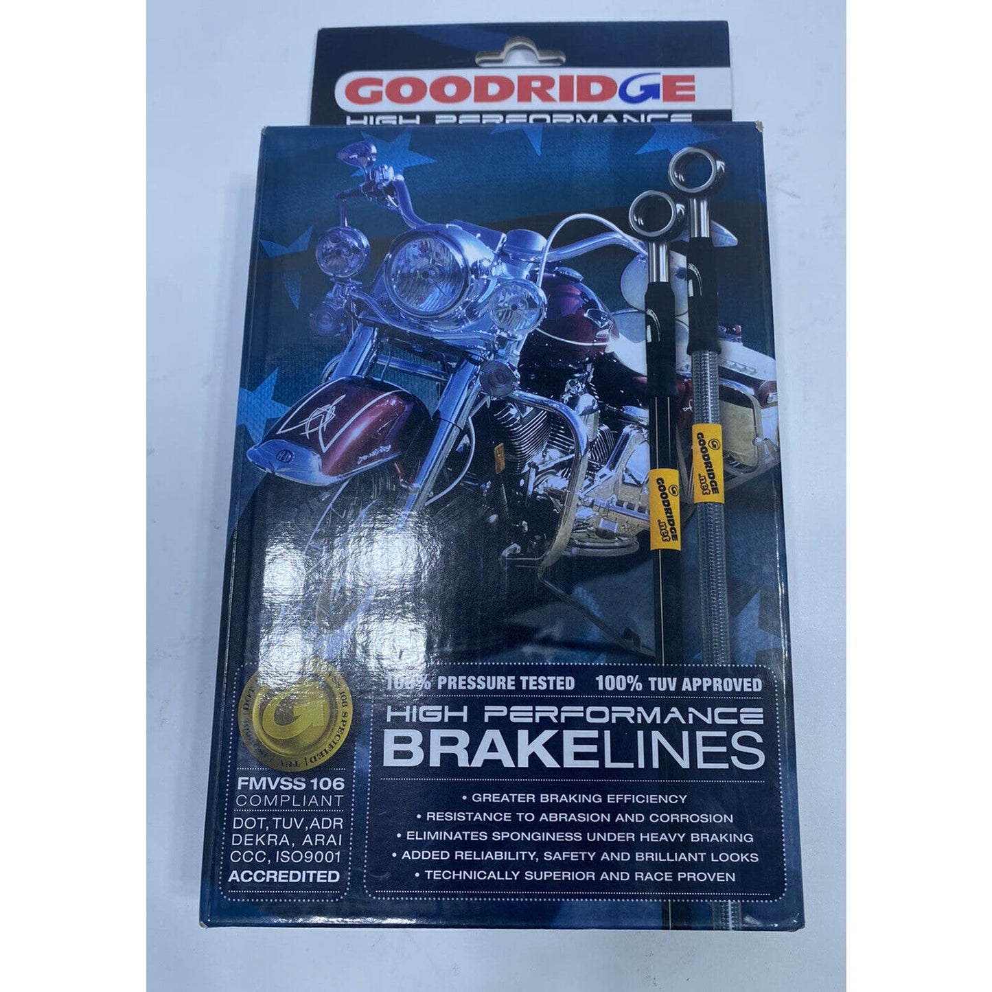 Goodridge Steel Braided Brake Line Hose Kit Chrome INBL-003 Indian Chieftain 84”