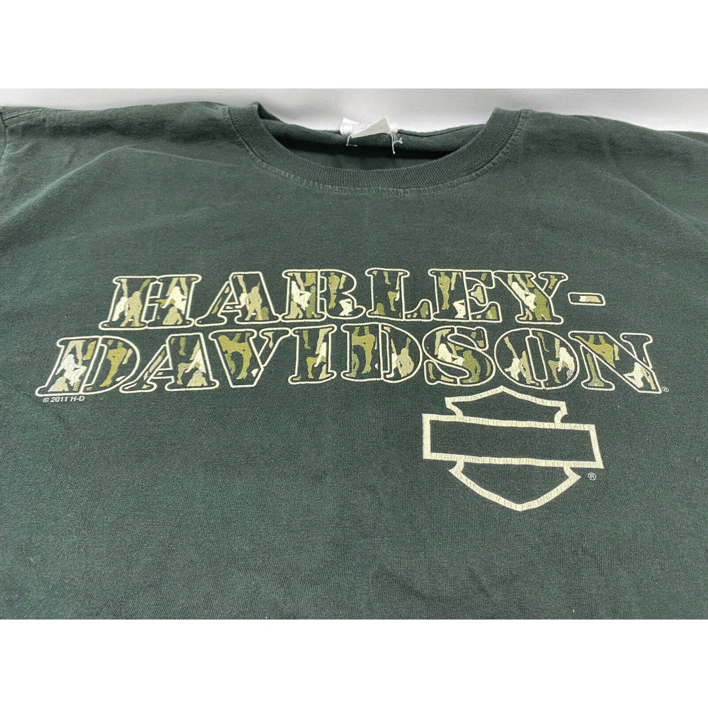 Harley Men’s Shirt Large Sacramento T-shirt Green Lady Camo Camouflage Woman