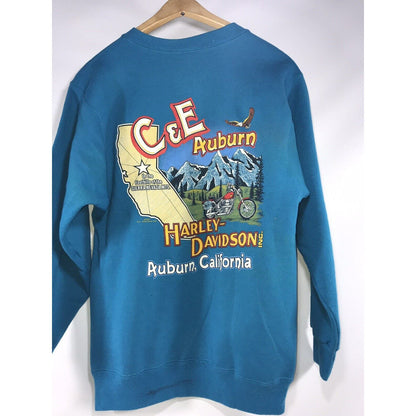 Vintage 1980s Harley Davidson Womens Sweatshirt Shirt M Teal Blue 1989