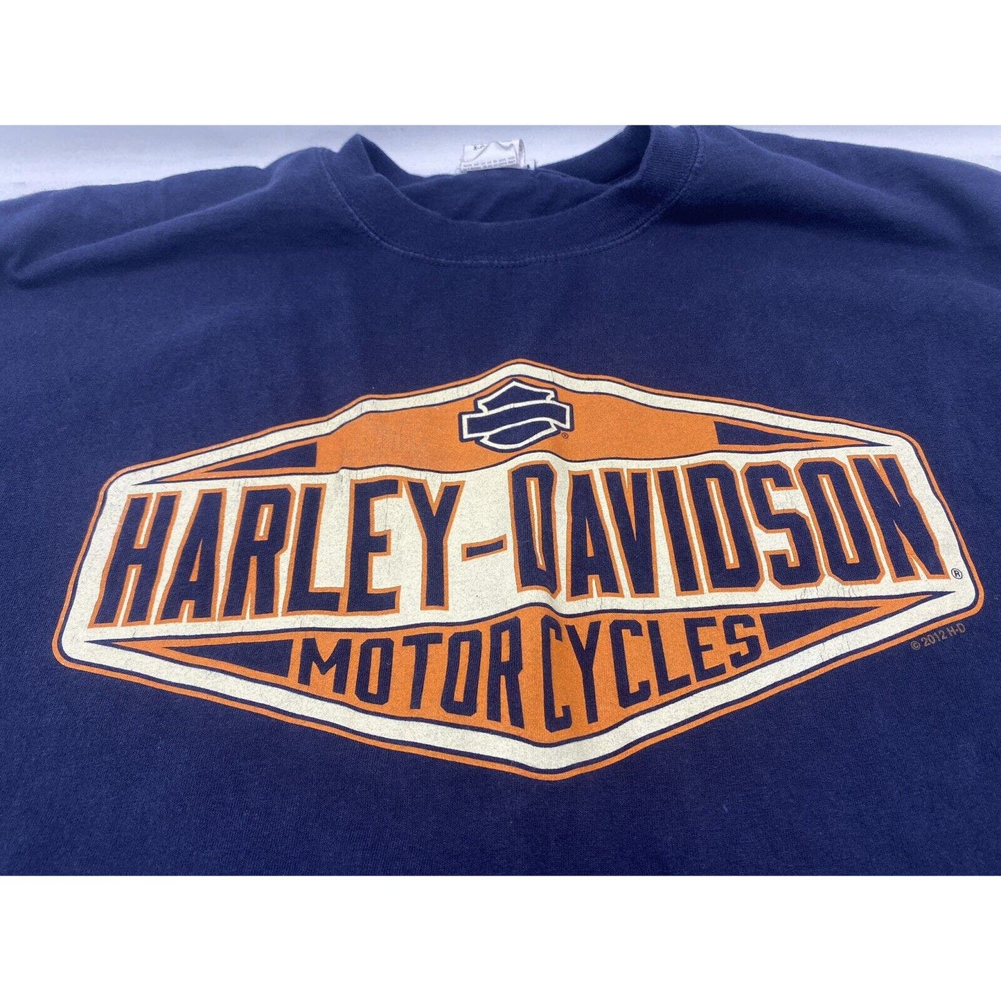 Harley Men’s Shirt Extra Large Sacramento T-shirt Blue Navy Orange Classic