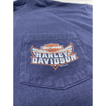 Harley Men’s Shirt Large Sacramento T-shirt Blue Navy Classic Pocket T