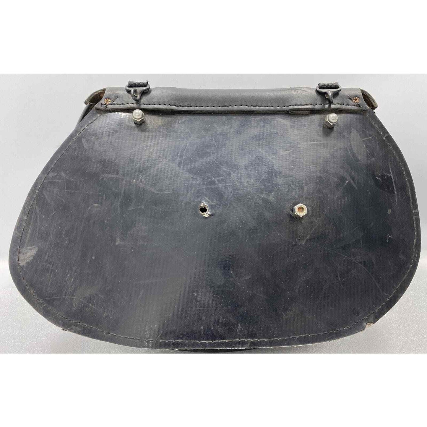 VINTAGE STYLE INDIAN SILVER NICKEL LEFT SIDE LEATHER MOTORCYCLE SADDLEBAG