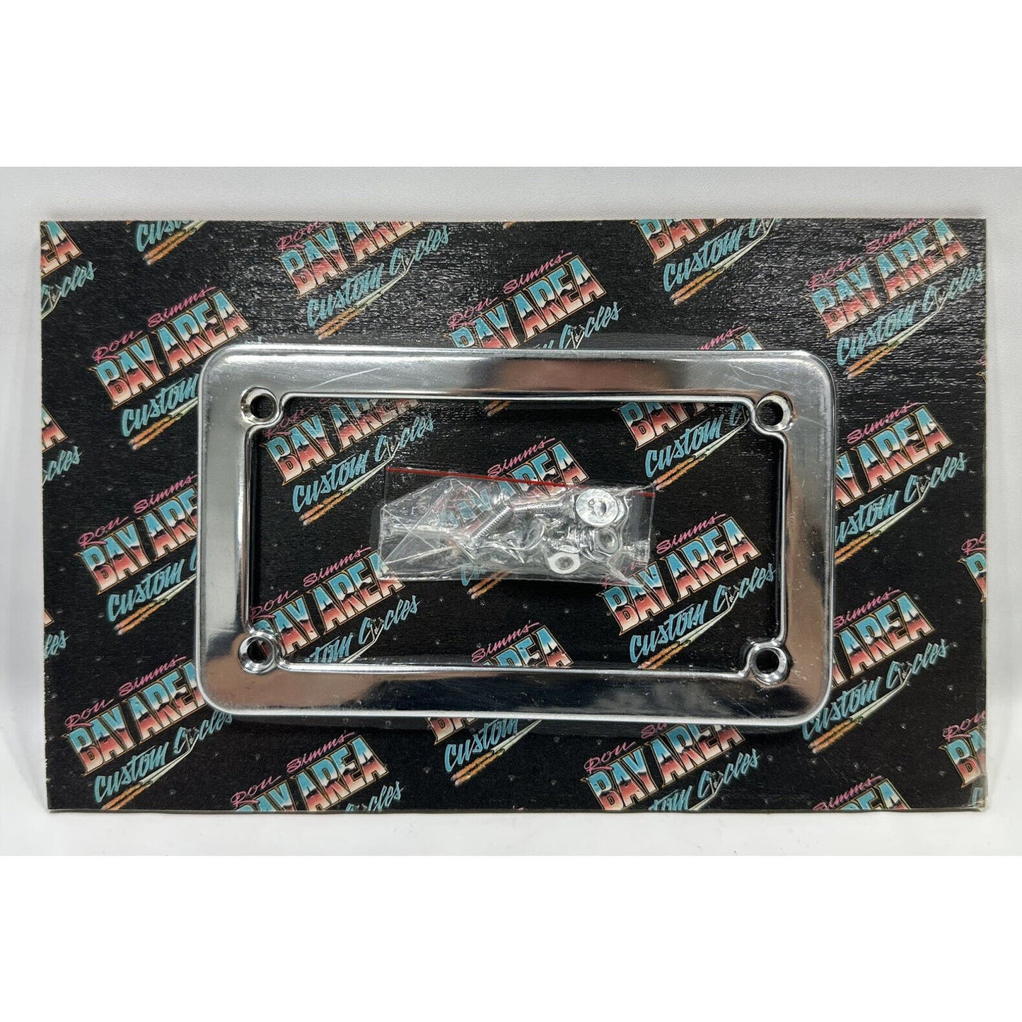 RONS SIMMS BACC BILLET CHROME MOTORCYCLE LICENSE PLATE FRAME HARLEY CUSTOM