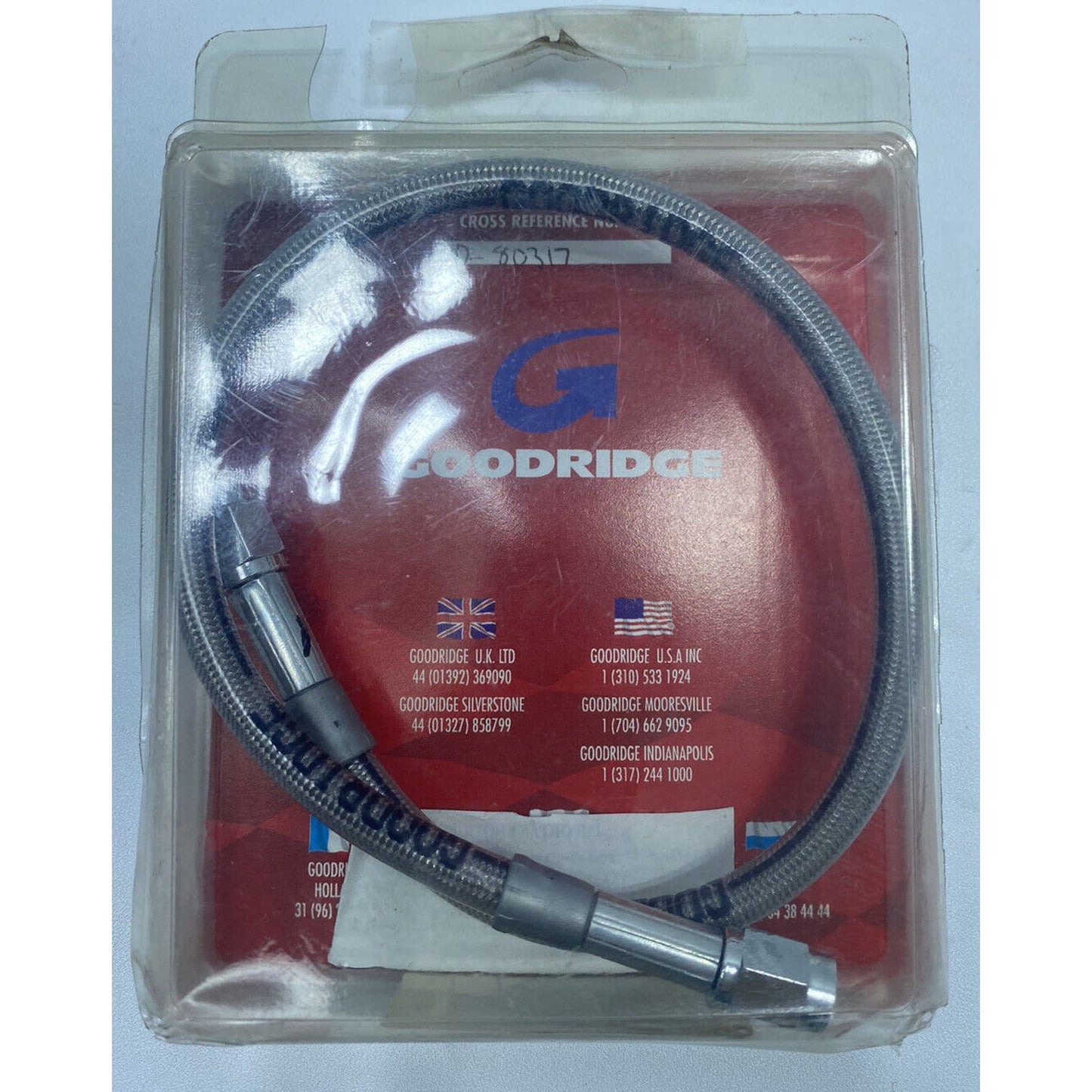 Goodridge Steel Braided Brake Hose Line 17in Clear Coat With Chrome Ends 80317